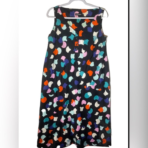 Marimekko “Lyhyt” Geometric Print MIDI Button down Bust Dress Size 40 - Picture 2 of 5